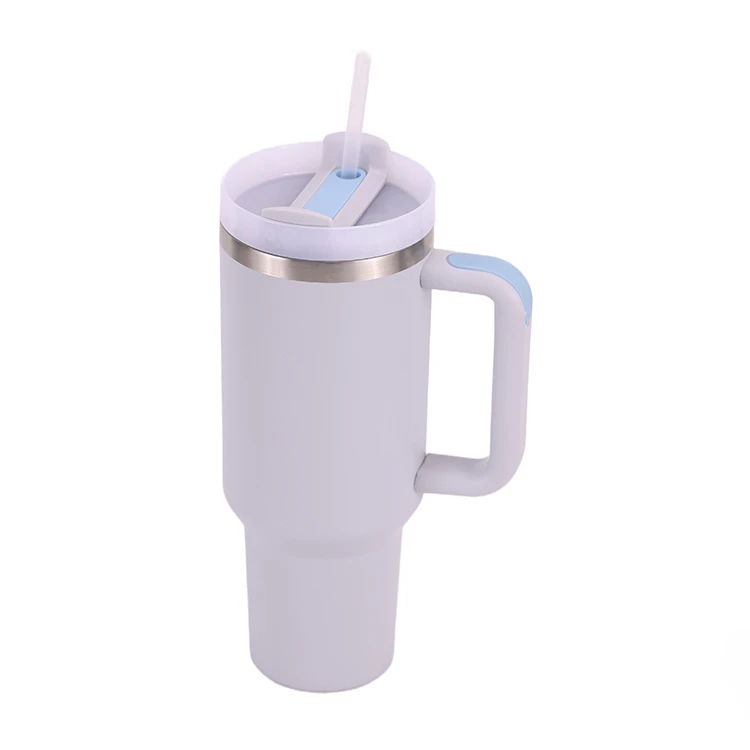 Powder Coated 40oz Stainless Steel Travel Mug With Handle